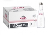 น้ำแร่ Evian ขนาด 330 ml. ขวดแก้ว มี 20 ขวด