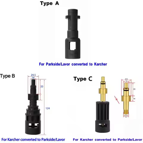 For Karcher Parkside High Pressure Washer Nozzle Adapter for Converting Between Karcher Lavor Parksi