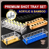 [FREE GLASS] ATAS Shot Glass Tray Shooter Set Acrylic Wood Bar Liquor Glass Spirit Tequila Whisky Wh