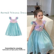 KL 2-8yr Kids Girls Summer New Mermaid Dress Children's Sweet Short-sleeved Princess Dress costume K