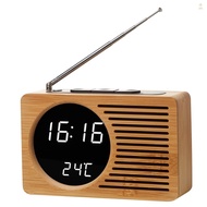 Multifunctional  Bedside Radio Wood Alarm Clock High Definition Large Screen Digital Display Clock Radio
