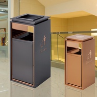 HY/💯Shopping Mall Hotel Non-Smoking Lobby Vertical Trash Can Elevator Port Stainless Steel with Ashtray Slide Garbage Bi