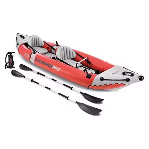 68309EP Excursion Pro K2 Inflatable Kayak Set: 2-Person 400lb Ccity SuperTough PVC Adjustable Bucket