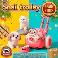 Ready Stock Snail Pet Trolley Walker for Toddlers 3-in-1 Kids Push Toy with Plush Cat & Dog Doll Rol