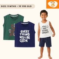 Baju Baby Boy 9M-8Y Kids Boy T-Shirt Sleeveless Wide Shoulder Vest Shirt Baju Budak Lelaki Baju Jala