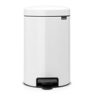 brabantia - 比利時製12L 不銹鋼靜音緩降圓形腳踏垃圾桶 H41.1 cm x L33.8 cm x W25.1 cm｜純樸白｜塑膠內桶｜防指紋 緩降開合 不銹鋼垃圾桶 垃圾筒 廁所垃圾筒 廚房垃圾桶