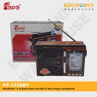 FEPE FP-1338BT FM/AM/SW 1-8 10 Bands Radio with USB/TF, Music Player and Bluetooth