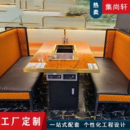 HY-16💞Non-Smoking Roast and Instant Boil 2-in-1 Table Hot Pot Buffet Barbecue Table and Chair Combination Korean-Style B