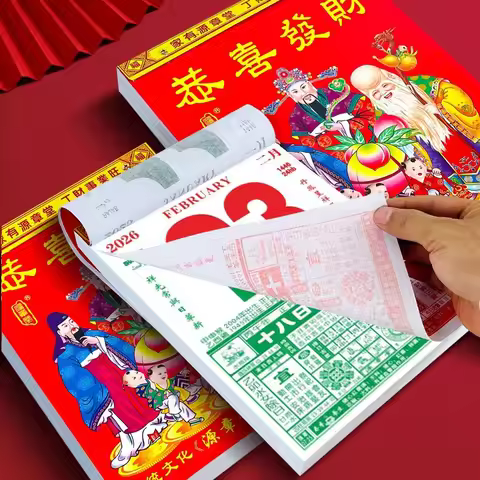 Tearable Calendar 2026 Old Calendars Chinese Style Traditional Wall Hanging Pendant Lucky New Year L