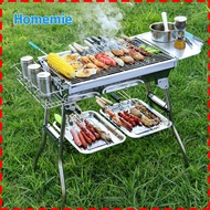 Portable Barbecue Grill Stainless Steel Charcoal Rack with Storage Basket Charcoal BBQ Grill for Out