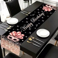 1 chiếc khăn trải bàn "Chúc mừng sinh nhật lần thứ 50" màu đen và vàng kích thước 180cm X 35cm, dùng