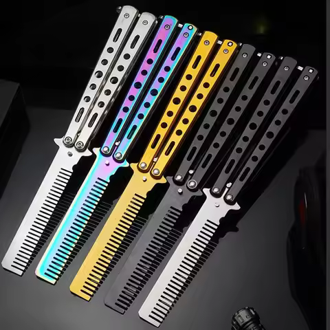 Portable Butterfly Comb Tip Folding Comb Men Carry Metal Combs Stainless Steel Practice Training But