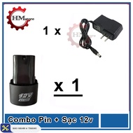 Pin 12v có sạc cục sạc 12v cho các dòng máy khoan pin Hitachi Makita .. - Cục sạc 12v pin máy khoan