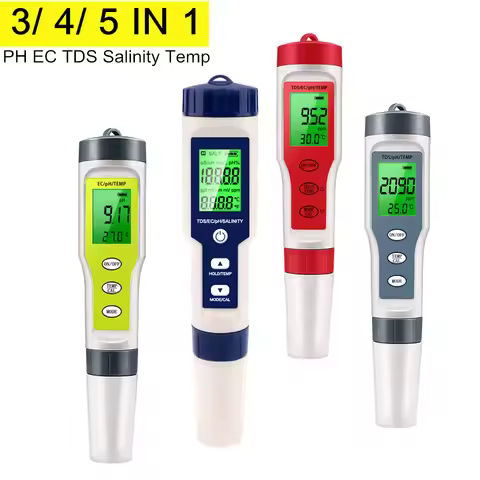 Multifunction Water Quality Tester PH/ TDS/EC /Salinity Tester LCD Digital Water Purity Temperature 