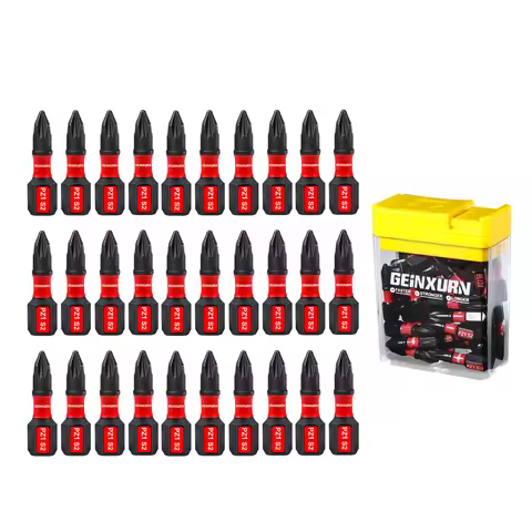Geinxurn 30 Pcs Impact Phillips Magnetic (PZ1,PZ2,PZ3) S2 Steel Multi Driver Bits with Storage Color