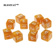 [Blesiya] 10pcs Six Sided Dice D6 Dice D&D RPG Board TRPG Game Lovers Gifts Black