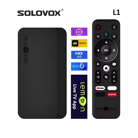 SOLOVOX L1 Android 10 STB Quad 4K WiFi6 Bluetooth 5.4 Voice Control YouTube Stalkermac Xtreamcodes M
