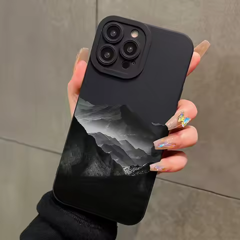 Black Mountain INS Design Phone Case For iPhone 17 16 15 14 13 12 11 Pro Max Mini XS XR 7 8 Plus 16e