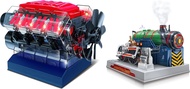 Playz V8 Engine and Steam Engine Model Kit Building Kit for Kids and Adults - STEM Science Kits for 