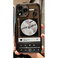 (Casing Compatible for iPhone 15) LISTEN MUSIC Transparent Phone Case with built in phone stand