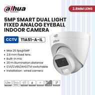DAHUA CCTV Colour Analog 5MP Smart Dual Light HDCVI Fixed-focal Eyeball Camera HAC-T1A51-A-IL 2.8MM