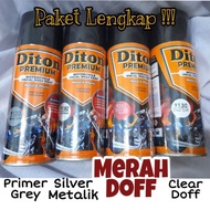 MERAH Pylox Diton Premium 400ml Primer Grey 9120 + Silver Metallic 9180 + Stylist Red Matt 9281 + Cl