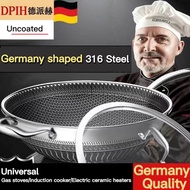 🔥SG Store 🔥German 316 stainless steel wok non-stick wok household seven-layer cooking uncoated