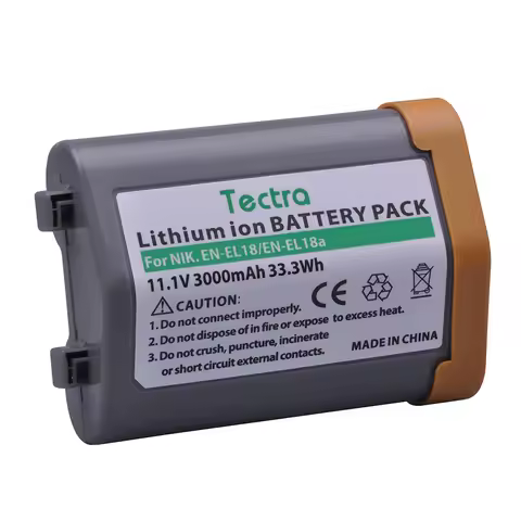 Tectra 3000mAh 1Pcs EN-EL18 EN-EL18a Battery for Nikon ENEL18 ENEL18a Battery MH26a MH-26a MH-26 for