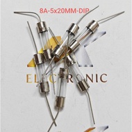 (Combo of 10) 8A fuse - 8A pin glass tube fuse Size 5 x 20mm (combo)