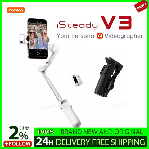 Hohem iSteady V3 Gimbal with AI Smartphone Tracker Fill Light Module with Gimbal Portable Bag for iP
