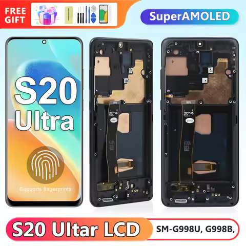 AAA+S20 Ultra Super AMOLED Screen Assembly Replacement for Samsung Galaxy S20 Ultra 5G LCD Display T