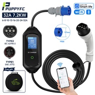 Puppyfc 7.2kw 32a Portable Ev Charger Type2/type1 Fast Charging Wallbox Evse Cee Plug Gbt Wifi Contr