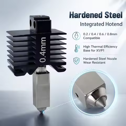 For Bambu Lab X1/P1 Series Hotend Kit Hardened Steel Nozzle 0.2/0.4/0.6/0.8mm For Bambu Lab X1C X1 P