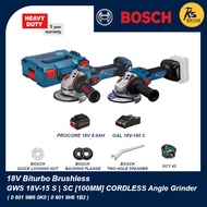 BOSCH 18V GWS 18V-15 S | GWS 18V-15 SC (100MM) Cordless Angle Grinder ( 0 601 9M6 0K0 | 0 601 9H6 1B