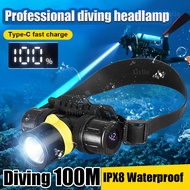 Professional LED Scuba Diving Headlamp XHP70 IPX8 Rate Waterproof Headlight Underwater Dive Head Tor