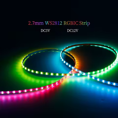 2.7mm WS2812B Smart RGBIC Full color LED Strip light 160Leds/m WS2812B Individually Addressable Smar