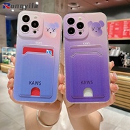 Fashion Kaws Card Holder For Huawei Y9 Prime Y9A Y7 Y6 Prime Y6P Y6S 2020 2019 2018 Y7A P Smart 2021 Phone Case Soft TPU with Insertable Card Wallet Card Holder Cover Casing