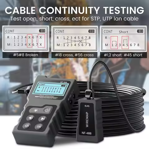 Noyafa NF-488 Network Cable Tester Poe Checker Ethernet Cable Tester Continuity Tester DC Power Swit