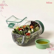 BLISS Leakproof Salad Jar, Plastic with Side Opening Salad Container, Salad Box Transparent Portable