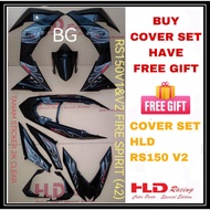 Honda Rs150R Rs150 V2 Cover Set HLD RACING Cover Set FIRE SPIRIT (42) BG BLACK HITAM