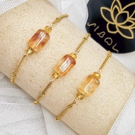 Citrine Bracelet (Abundance Stone) Gold Silver Minimalist Bracelet Barrel BCT-MIN