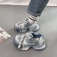 Thick-Soled Heightened Daddy Shoes Women Breathable Mesh Retro Small Casual Sneakers#厚底增高老爹鞋女透气网面复古小