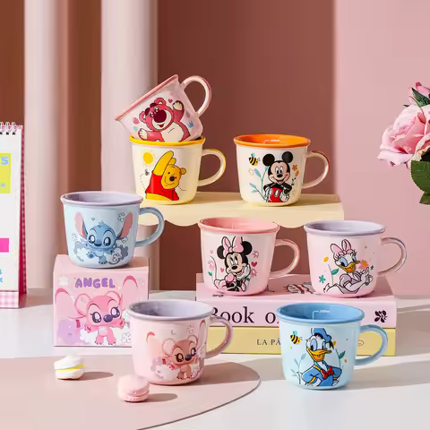 Cute Disney Cartoon Ceramic Mug Stitch Angel Mickey Minnie Winnie Pooh Lotso Donald Duck Daisy Milk 