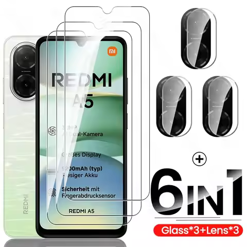 6 In 1 For Redmi A5 4G Glass RedmiA5 Global/EU Screen Protector Protective Tempered Glass Phone Came