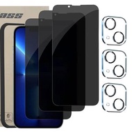 ALOK - 13MFBS (3片裝) Apple iPhone 13 mini 5.4吋 保護貼防偷窺全屏 + 3個後鏡頭保護蓋Glass 9H鋼化玻璃手機手提電話螢幕保護貼