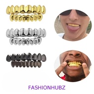 FASHIONHUBZ Teeth Grillz Top Bottom Set, Glossy  Anti Slip Teeth Grillz Caps, Fashion Gold Silver Sh
