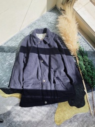 FILA 黑藍色靜謐月色暗夜 羊毛大衣外套 古著古董 vintage