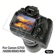 4ชิ้น ฟิล์มกระจกกันรอยหน้าจอแข็ง 9H, เข้ากันได้กับ Canon G7X3/M200/850D/R50, ความโปร่งใสสูง, ป้องกัน