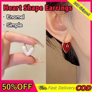 Simple Enamel Heart Shape Hoop Earring Women Fashion Glamorous Jewelry Earrings Party Accessories