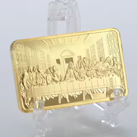 1pcs Last Dinner Christ Jesus Gold Bar Jesus&Angel 1 OZ Gold Replica 999 Gold Clad Bullion Bar Chris